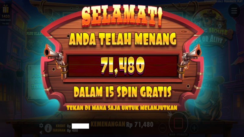 Tampilan Pembayaran Game Slot - The Dog House - Dog or Alive